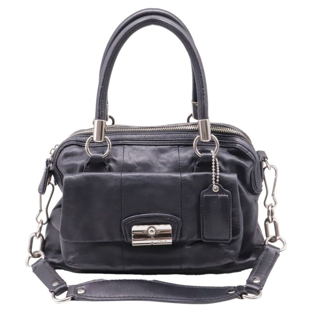Coach Kristen Double-Zipped Satchel Bag in Black Leather
